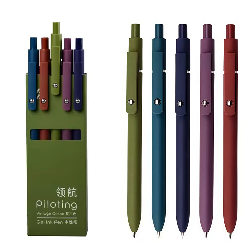 Coloured Gel Set - 5 Color Gel Pen Set Black
