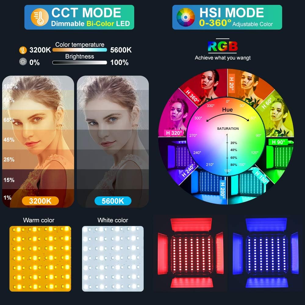 RGB LED Panel Video Light with - Photography Lighting Rgb 评论和价格
