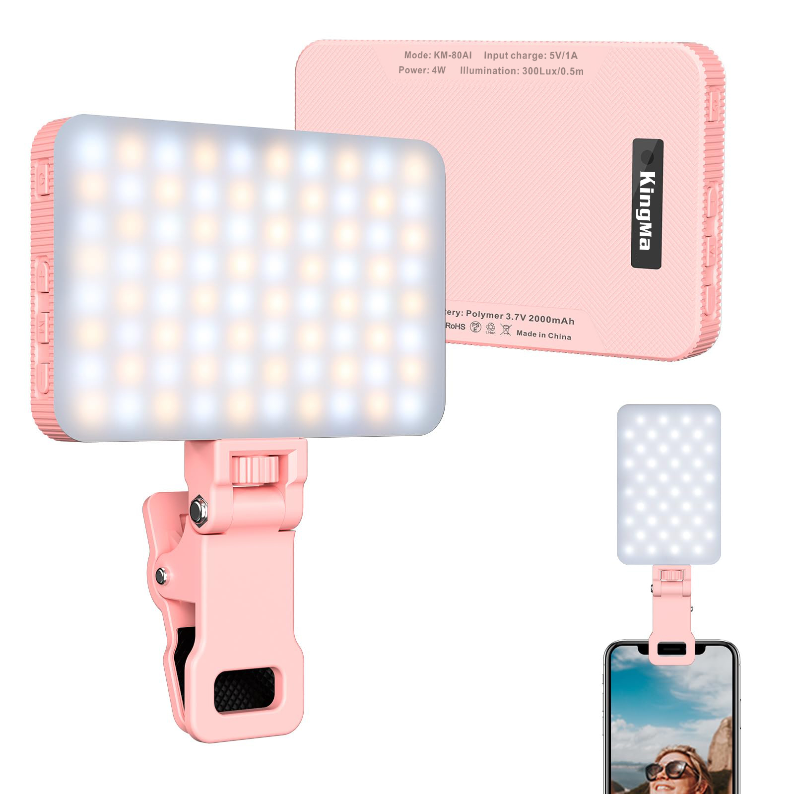 King Ma Pink Rechargeable Self - Makeup Photography Lighting 评论和价格