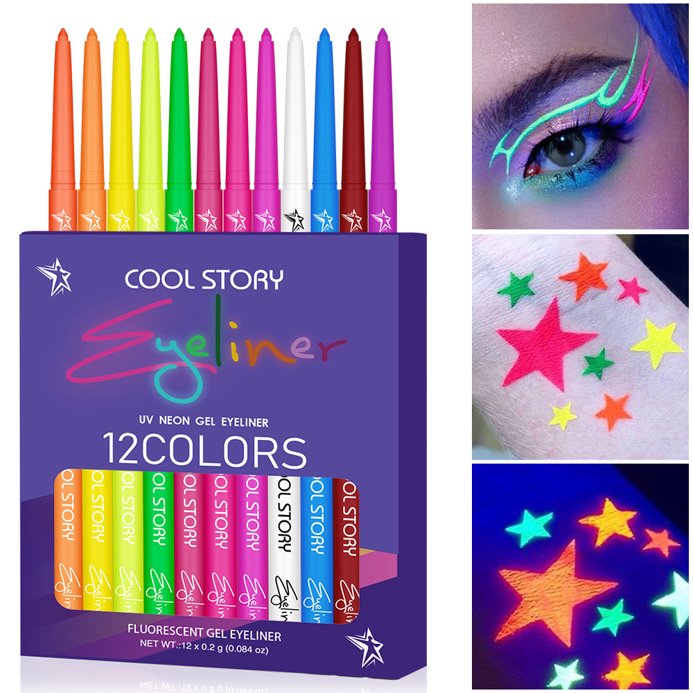 12 colours fluorescent eyeline - Coloured Gel Set 评论和价格