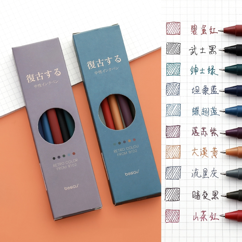 5pcs Retro Color Pen Set Trian - Coloured Gel Set 评论和价格